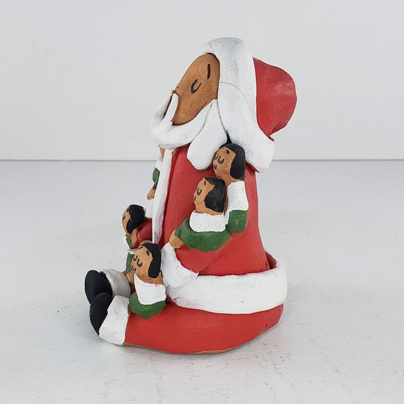 Ramey Pottery Santa Claus Storyteller Six Kids Eyes Closed Southwestern - Picture 5 of 6